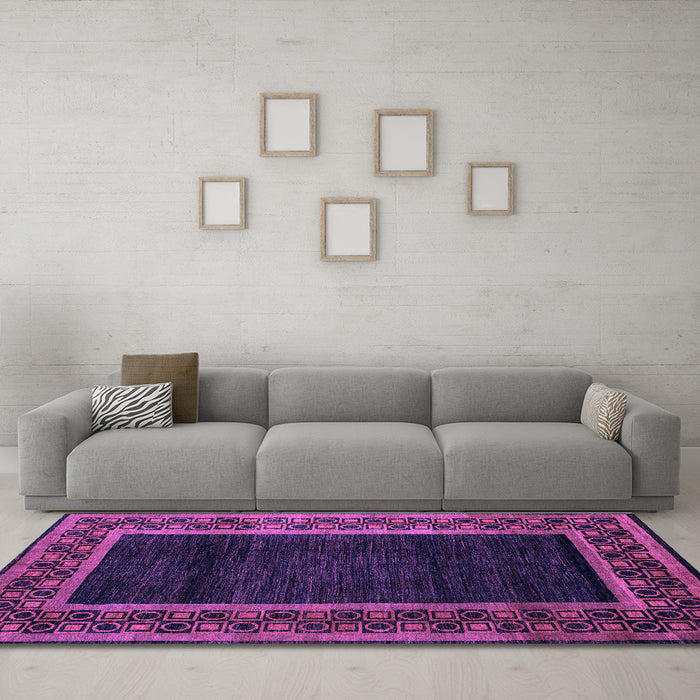 Machine Washable Abstract Purple Modern Area Rugs in a Living Room, wshabs5048pur