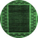 Round Abstract Emerald Green Modern Rug, abs5048emgrn