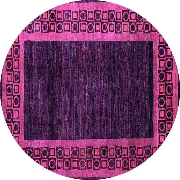 Round Machine Washable Abstract Pink Modern Rug, wshabs5048pnk