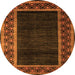 Round Abstract Orange Modern Rug, abs5048org