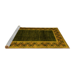Sideview of Machine Washable Abstract Yellow Modern Rug, wshabs5048yw