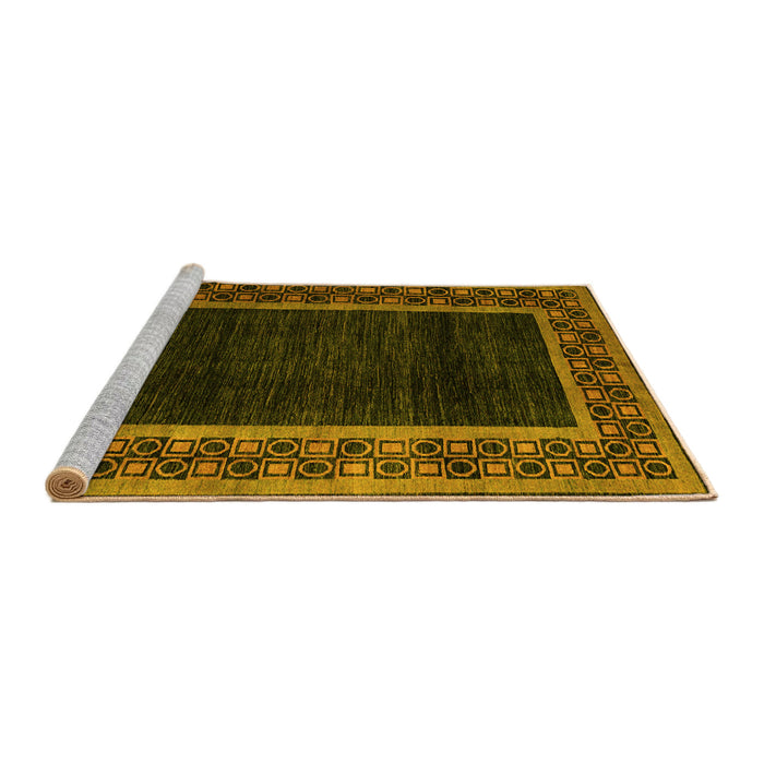 Sideview of Machine Washable Abstract Yellow Modern Rug, wshabs5048yw