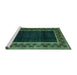 Sideview of Machine Washable Abstract Turquoise Modern Area Rugs, wshabs5048turq