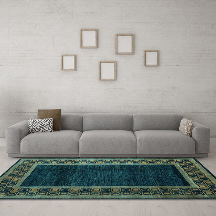 Machine Washable Abstract Light Blue Modern Rug in a Living Room, wshabs5048lblu