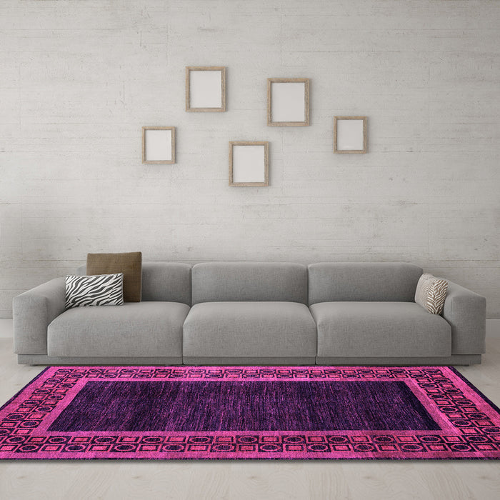 Machine Washable Abstract Pink Modern Rug in a Living Room, wshabs5048pnk
