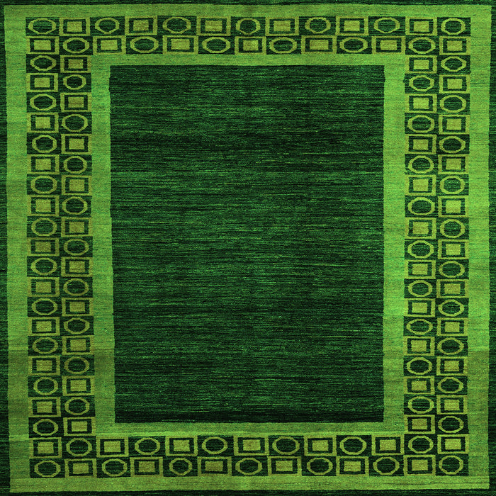 Square Machine Washable Abstract Green Modern Area Rugs, wshabs5048grn