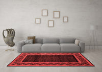 Machine Washable Abstract Red Modern Rug, wshabs5048red