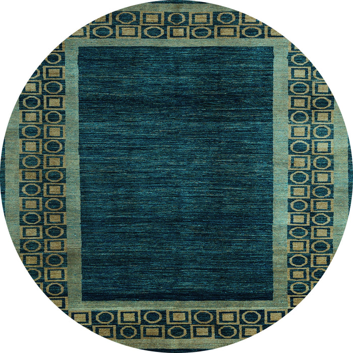 Round Abstract Light Blue Modern Rug, abs5048lblu