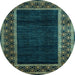 Round Abstract Light Blue Modern Rug, abs5048lblu