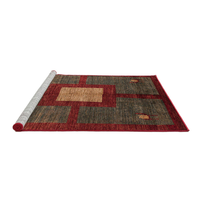 Sideview of Machine Washable Abstract Tomato Red Rug, wshabs5049