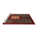 Sideview of Machine Washable Abstract Tomato Red Rug, wshabs5049