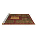 Sideview of Machine Washable Abstract Brown Modern Rug, wshabs5049brn