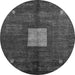 Round Machine Washable Abstract Gray Modern Rug, wshabs5049gry