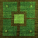 Square Machine Washable Abstract Green Modern Area Rugs, wshabs5049grn