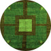 Round Machine Washable Abstract Green Modern Area Rugs, wshabs5049grn