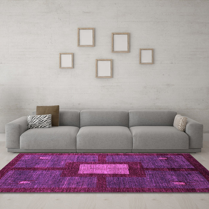 Machine Washable Abstract Purple Modern Area Rugs in a Living Room, wshabs5049pur