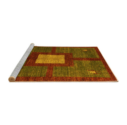 Sideview of Machine Washable Abstract Yellow Modern Rug, wshabs5049yw