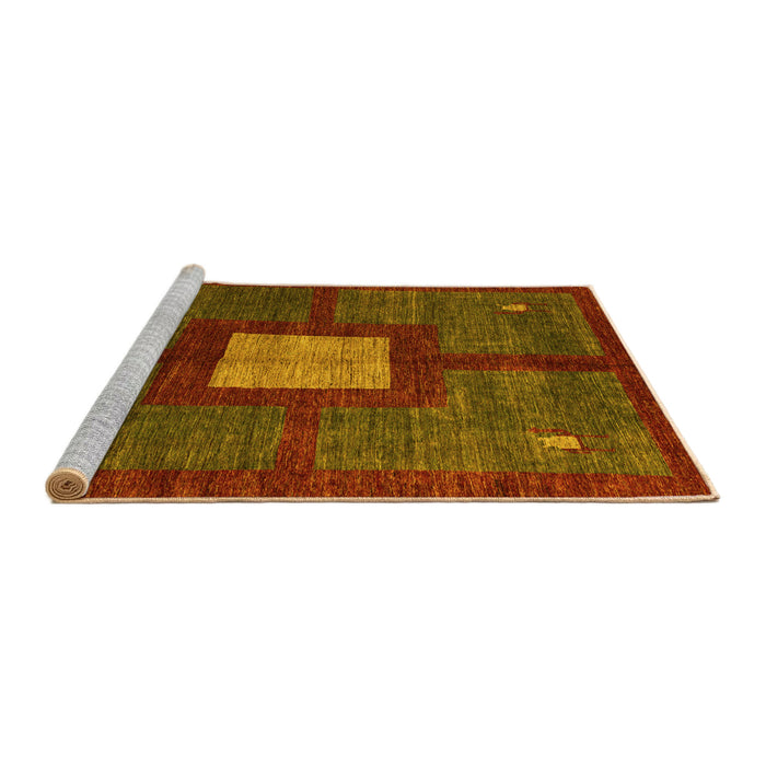 Sideview of Machine Washable Abstract Yellow Modern Rug, wshabs5049yw