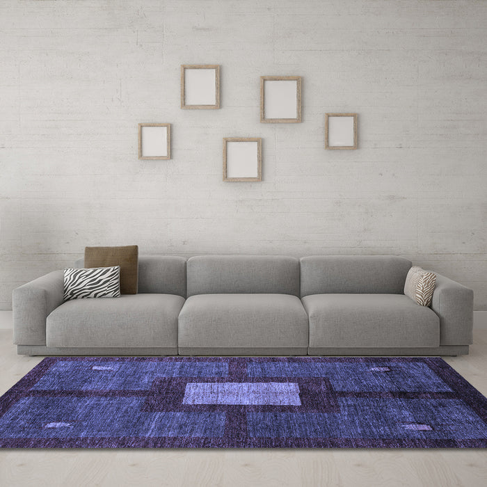 Machine Washable Abstract Blue Modern Rug in a Living Room, wshabs5049blu