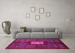 Machine Washable Abstract Pink Modern Rug in a Living Room, wshabs5049pnk