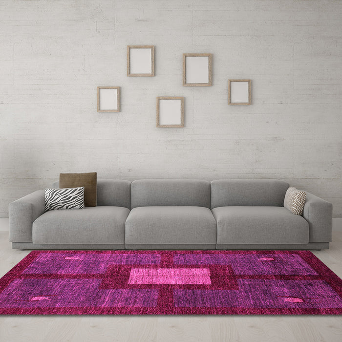 Machine Washable Abstract Pink Modern Rug in a Living Room, wshabs5049pnk