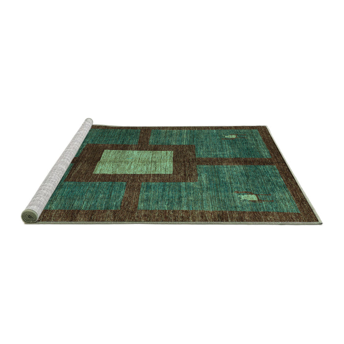 Sideview of Machine Washable Abstract Turquoise Modern Area Rugs, wshabs5049turq