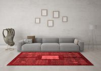 Machine Washable Abstract Red Modern Rug, wshabs5049red