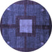 Round Machine Washable Abstract Blue Modern Rug, wshabs5049blu