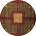 Round Abstract Brown Modern Rug, abs5049brn