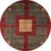 Round Abstract Red Modern Rug, abs5049