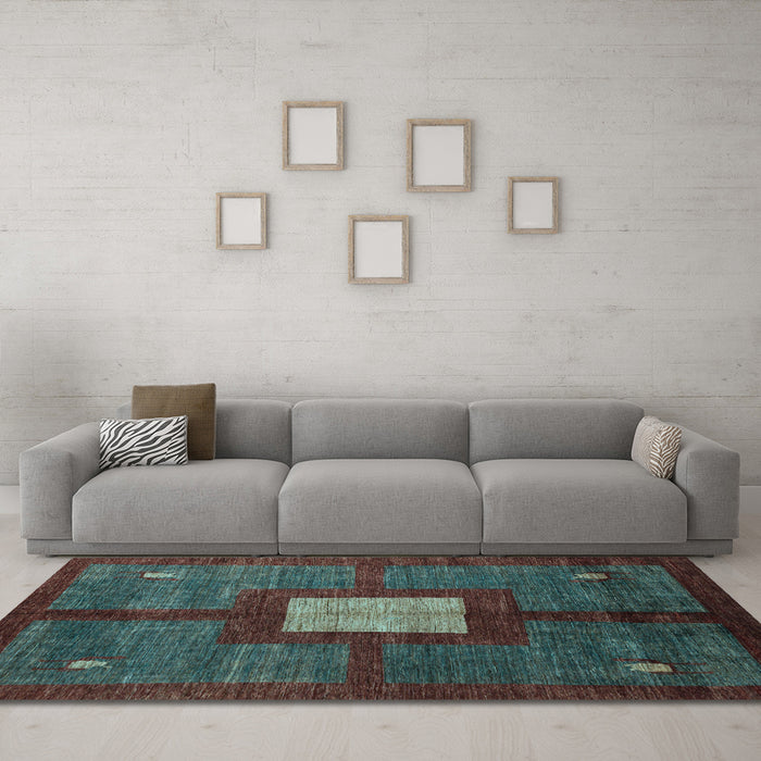 Machine Washable Abstract Light Blue Modern Rug in a Living Room, wshabs5049lblu
