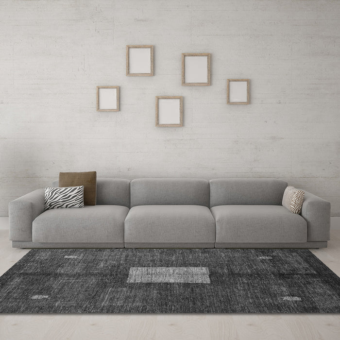Machine Washable Abstract Gray Modern Rug in a Living Room,, wshabs5049gry