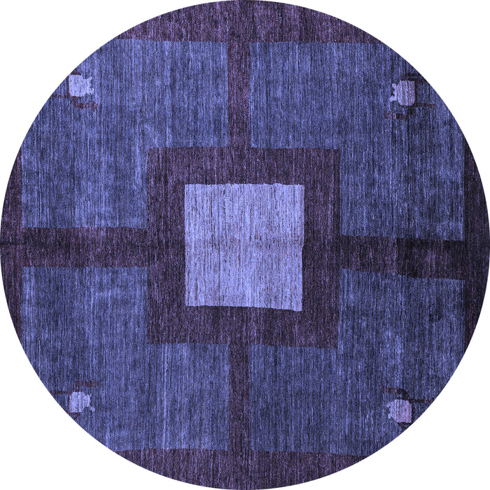 Round Abstract Blue Modern Rug, abs5049blu
