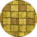 Round Machine Washable Abstract Yellow Modern Rug, wshabs504yw