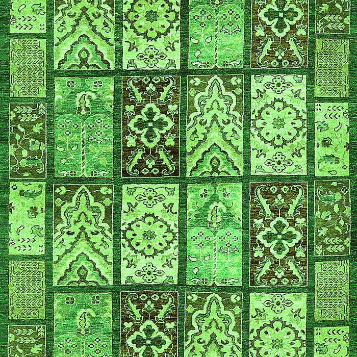 Machine Washable Abstract Green Modern Area Rugs, wshabs504grn