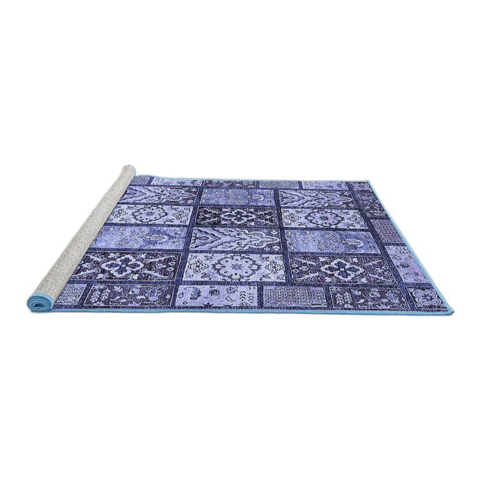Sideview of Machine Washable Abstract Blue Modern Rug, wshabs504blu