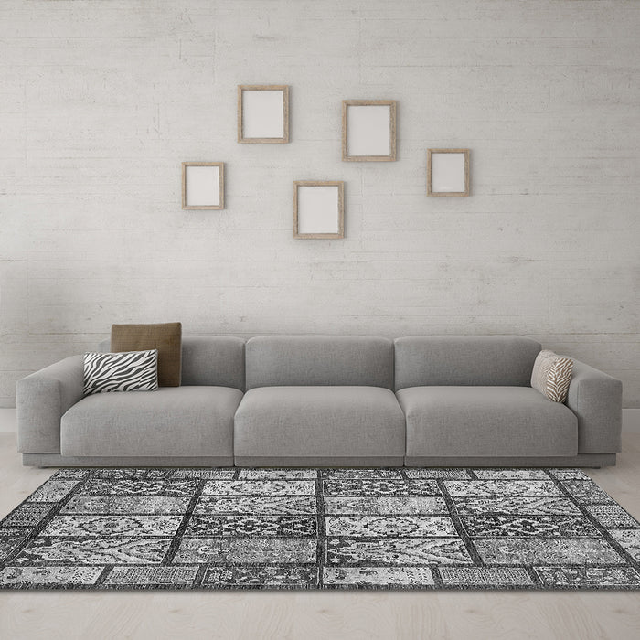 Machine Washable Abstract Gray Modern Rug in a Living Room,, wshabs504gry