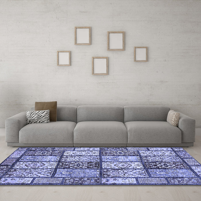 Machine Washable Abstract Blue Modern Rug in a Living Room, wshabs504blu