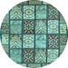 Round Abstract Light Blue Modern Rug, abs504lblu