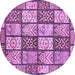 Round Machine Washable Abstract Purple Modern Area Rugs, wshabs504pur