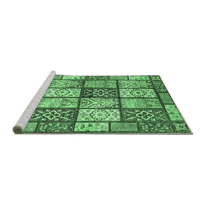 Sideview of Machine Washable Abstract Emerald Green Modern Area Rugs, wshabs504emgrn