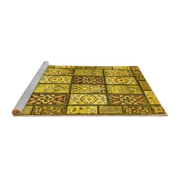 Sideview of Machine Washable Abstract Yellow Modern Rug, wshabs504yw