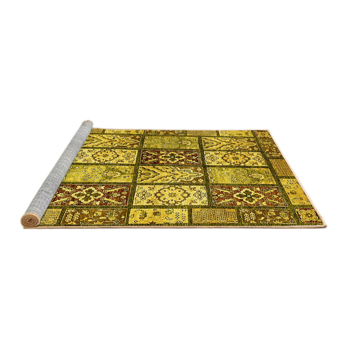 Sideview of Machine Washable Abstract Yellow Modern Rug, wshabs504yw