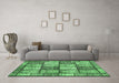 Machine Washable Abstract Emerald Green Modern Area Rugs in a Living Room,, wshabs504emgrn