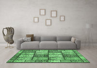 Machine Washable Abstract Emerald Green Modern Rug, wshabs504emgrn