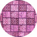 Round Machine Washable Abstract Pink Modern Rug, wshabs504pnk