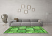 Machine Washable Abstract Green Modern Area Rugs in a Living Room,, wshabs504grn