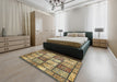 Abstract Chrome Gold Yellow Modern Rug in a Bedroom, abs504