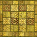 Square Abstract Yellow Modern Rug, abs504yw