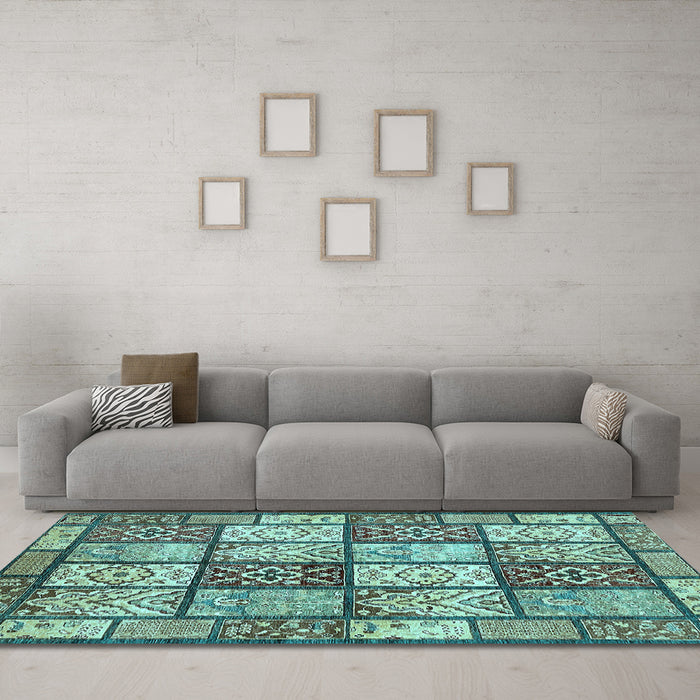 Machine Washable Abstract Light Blue Modern Rug in a Living Room, wshabs504lblu